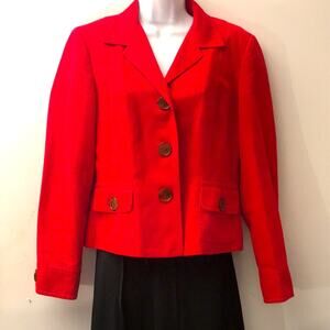 Talbots Red Cotton Linen Blazer. 6